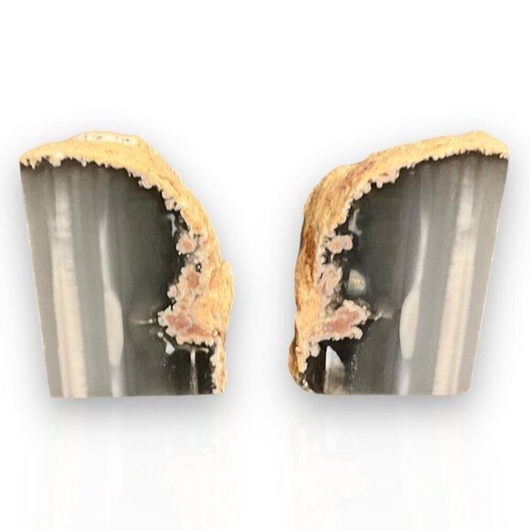 Small Crystal Bookends, Natural Agate Bookends Raw Edge Polished Surface - Picture 3 of 10